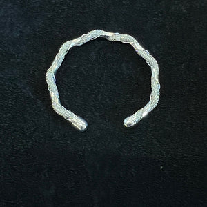 Silver Twist Mesh Spiral Cuff Bangle