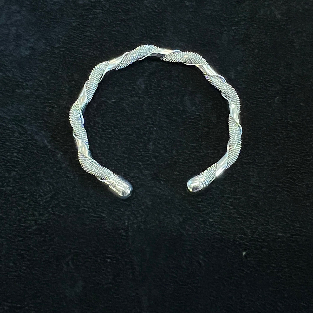 Silver Twist Mesh Spiral Cuff Bangle