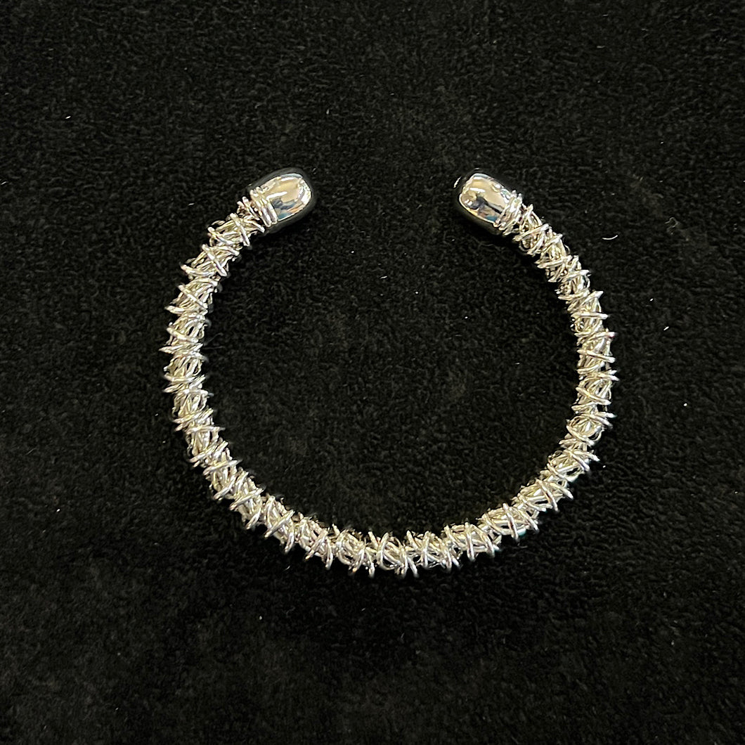 Silver Punk Style Twist Cuff Bangle