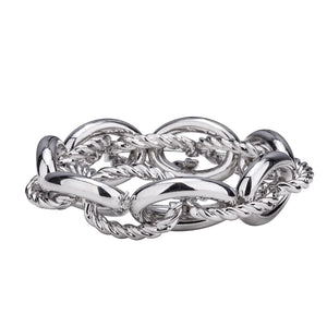 Silver Mixed Metal Rope Effect Bracelet