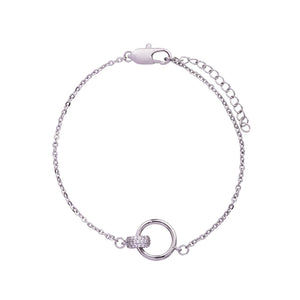 Silver Double Ring Clasp Bracelet