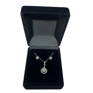 Short Silver Circle with Crystal Stone Necklace Set