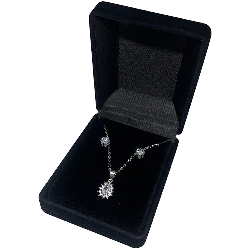 Short Crystal Silver Oval Set