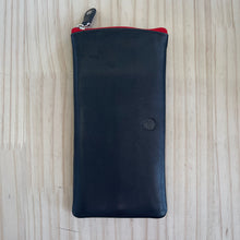 Load image into Gallery viewer, Black &amp; Red Leather Glasses Case
