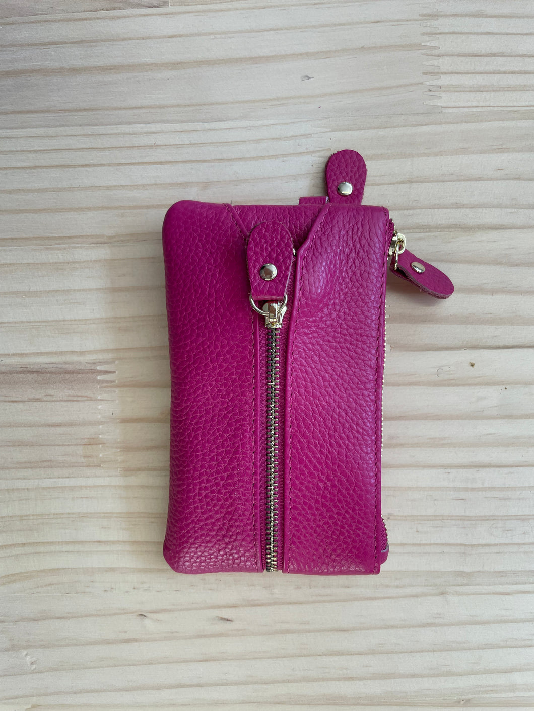 Pink Leather Key Case Purse