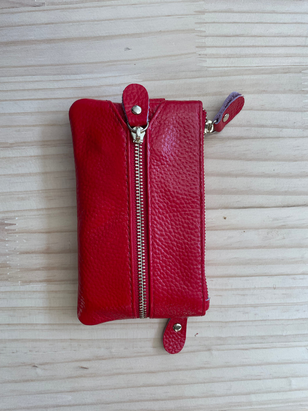 Red Leather Key Case Purse
