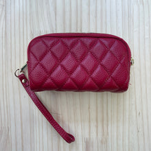 Load image into Gallery viewer, Red Quilted Leather Clutch Bag
