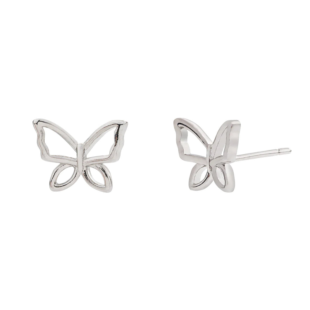 Silver Butterfly Stud Earrings