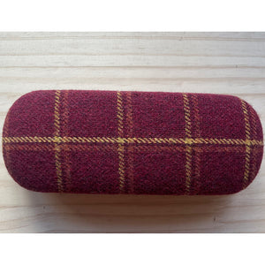 Tartan Covered Hard Shell Glasses Cases | Wine Red
