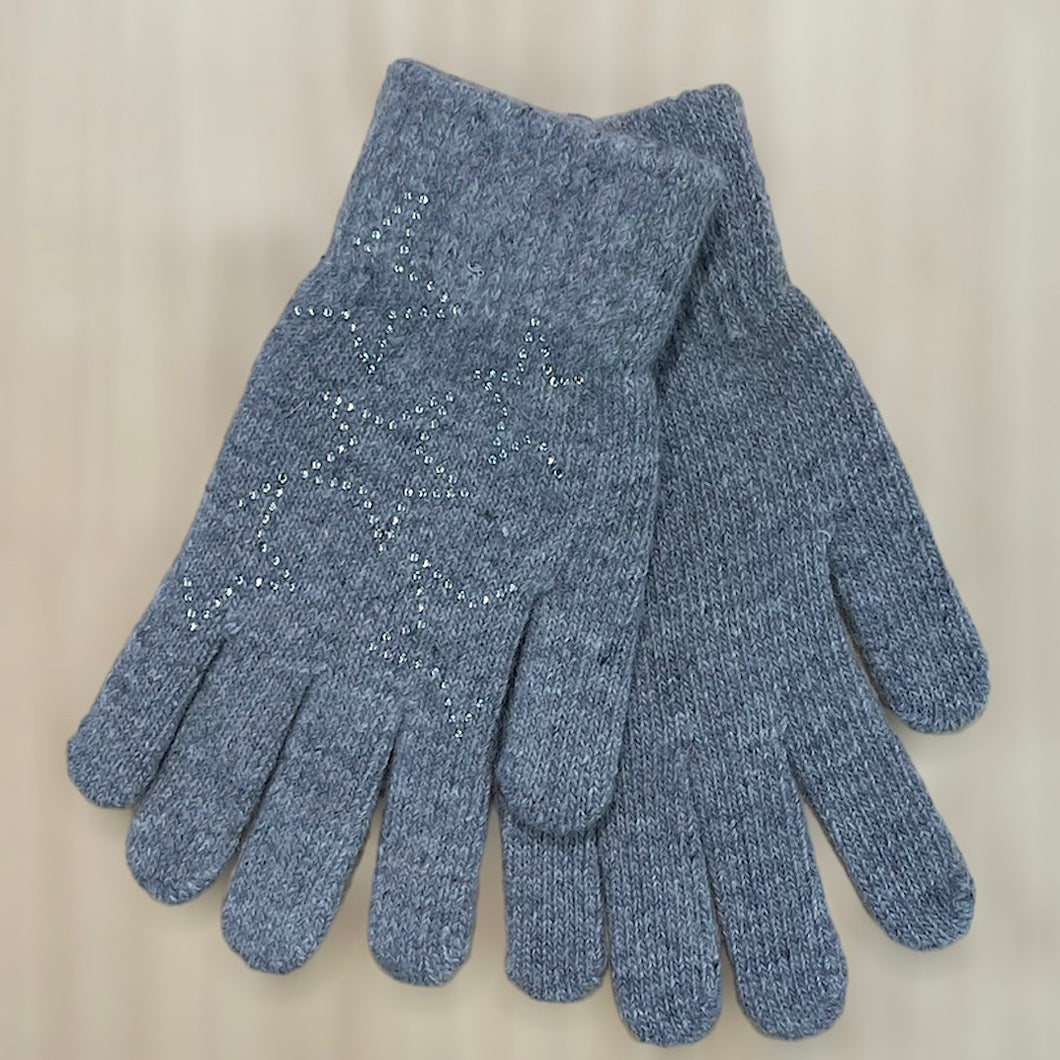 Sparkle Star Thick Knit Gloves | Grey
