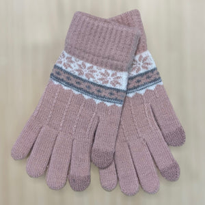 Pink Winter Nordic Knit Gloves
