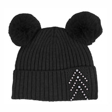 Load image into Gallery viewer, Double Pom Pom Hat | Black

