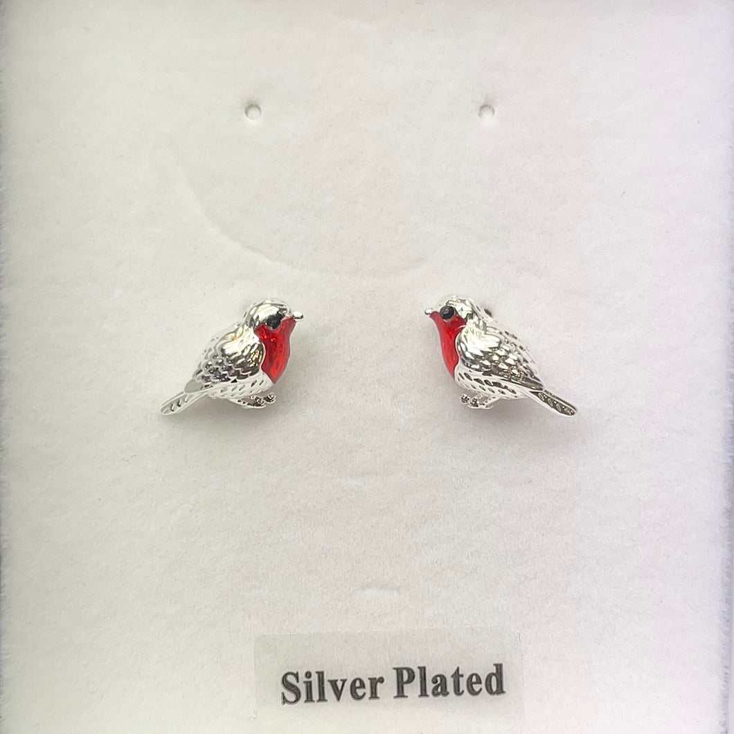 Silver Robin Earrings