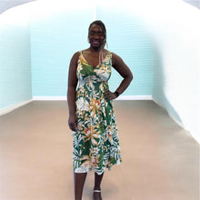 Load image into Gallery viewer, Isla Sleeveless Slinky V-Neck Dress With Built-In Padding (sage)
