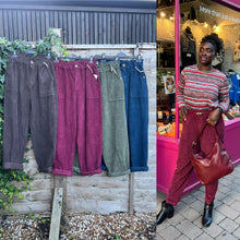 Load image into Gallery viewer, Italian Cotton Corduroy Barrel Leg Trousers

