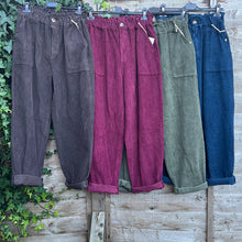 Load image into Gallery viewer, Italian Cotton Corduroy Barrel Leg Trousers (colours)
