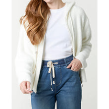 Load image into Gallery viewer, Ivory Cloud Knit Zip Hoodie (open)
