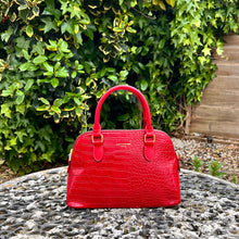 Load image into Gallery viewer, Kensington Croc‑Embossed Mini Satchel (red)
