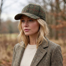 Load image into Gallery viewer, Khaki Check Wool-Feel Baseball Cap (on model)
