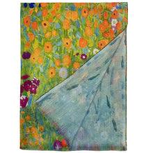 Load image into Gallery viewer, Klimt &#39;Flower Garden&#39; Print Wool Reversible Scarf (fold)
