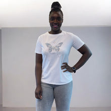 Load image into Gallery viewer, Lace Butterfly Sparkle Stretch Cotton T-Shirt
