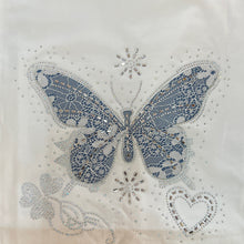 Load image into Gallery viewer, Lace Butterfly Sparkle Stretch Cotton T-Shirt (close up)
