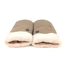 Load image into Gallery viewer, Latte Cosy Button-Detail Faux Suede Mittens
