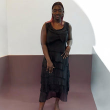 Load image into Gallery viewer, Layered Silk Blend Boho Maxi Dress (black)

