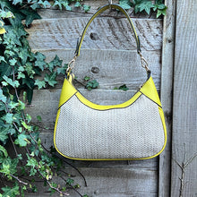 Load image into Gallery viewer, Lemon Santorini Woven Scoop Shoulder Bag (back)
