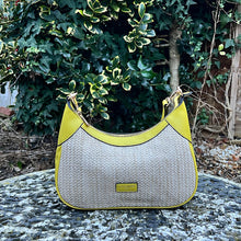 Load image into Gallery viewer, Lemon Santorini Woven Scoop Shoulder Bag (close up)
