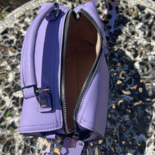 Load image into Gallery viewer, Lilac Leopard Strap Multi-Zip Crossbody Bag (open)
