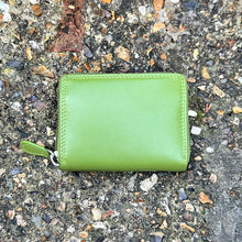 Load image into Gallery viewer, Lime Leather Zip Round Credit Card Holder
