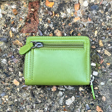 Load image into Gallery viewer, Lime Leather Zip Round Credit Card Holder (back)
