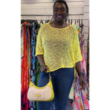 Load image into Gallery viewer, Lola Lightweight Crochet Knit Top (lemon yellow)

