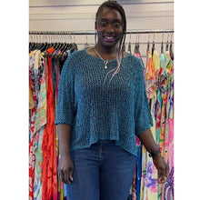 Load image into Gallery viewer, Lola Lightweight Crochet Knit Top (petrol blue)
