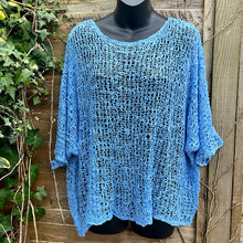 Load image into Gallery viewer, Lola Lightweight Crochet Knit Top (sky blue)
