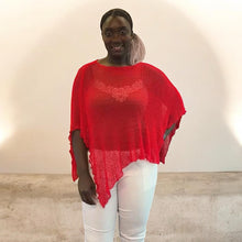 Load image into Gallery viewer, Marianne's Favourite Lightweight Sheer Knit Poncho (red)
