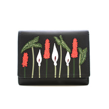 Load image into Gallery viewer, Midnight Garden 'Aurora' Tri Fold Leather Purse (front)
