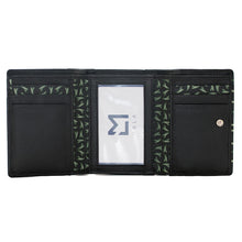 Load image into Gallery viewer, Midnight Garden 'Aurora' Tri Fold Leather Purse (open)
