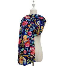 Load image into Gallery viewer, Midnight Garden Birds Scarf (on model)
