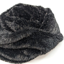 Load image into Gallery viewer, Midnight Sparkle Faux Fur Infinity Scarf (Close up)
