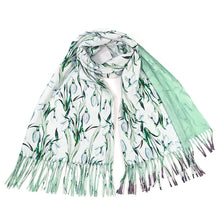 Load image into Gallery viewer, Mint &amp; White Blossom Snowdrop Serenity Scarf

