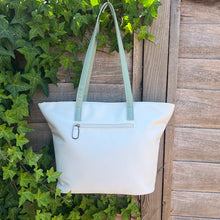 Load image into Gallery viewer, Mint &amp; White Colour Block Everyday Tote Bag (back)
