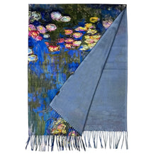 Load image into Gallery viewer, Monet Water Lily Art Print Wool Scarf (turned)
