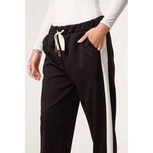 Load image into Gallery viewer, Monochrome Stripe Relaxed Drawstring Trousers (side)
