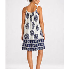 Load image into Gallery viewer, Navy &amp; Ivory Shell Print Strappy Sundress (back)
