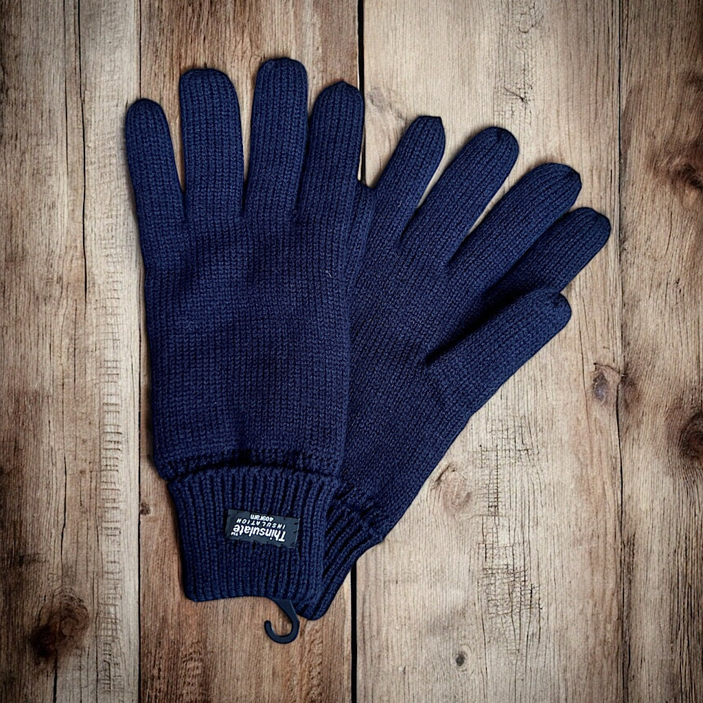 Navy Men’s Thermal Knit Winter Gloves