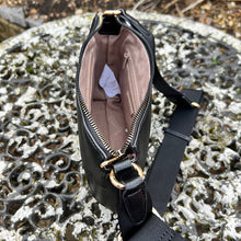 Load image into Gallery viewer, Neat &amp; Compact Black Crossbody Bag (open)
