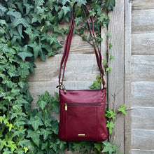 Load image into Gallery viewer, Nova Leather Slim Zip Top Crossbody Bag (hanging)
