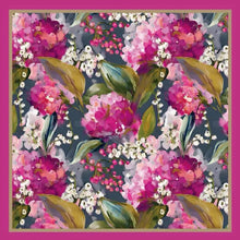 Load image into Gallery viewer, Oil Hydrangeas Silk Feel Square Scarf – Pink Multi
